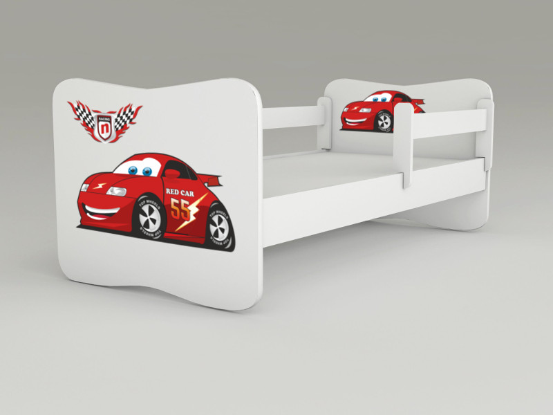 Detská posteľ s odnímateľnými zábranami Auto červené